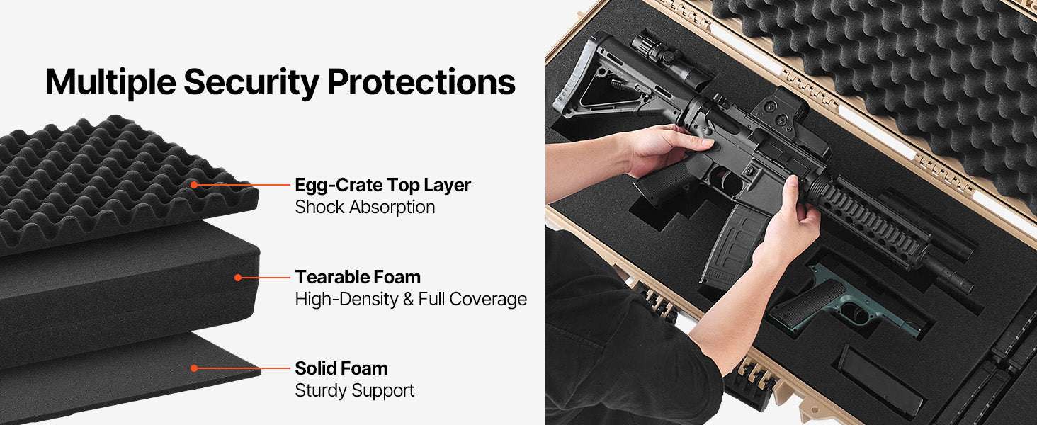 Lockable Hard Rifle Case with Foam Insert, IP67 Waterproof Travel Case-42.8x15.4in Grey / United States