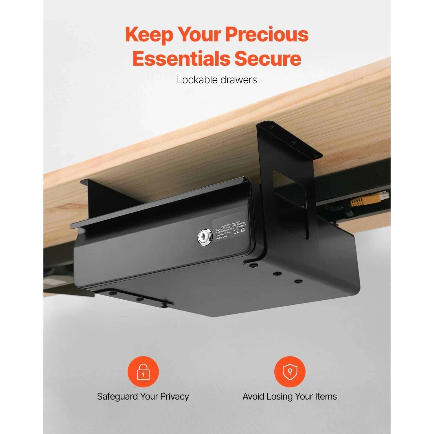 Lockable Under Desk Drawer Organizer with Slide-Out Storage-Single Layer / United States