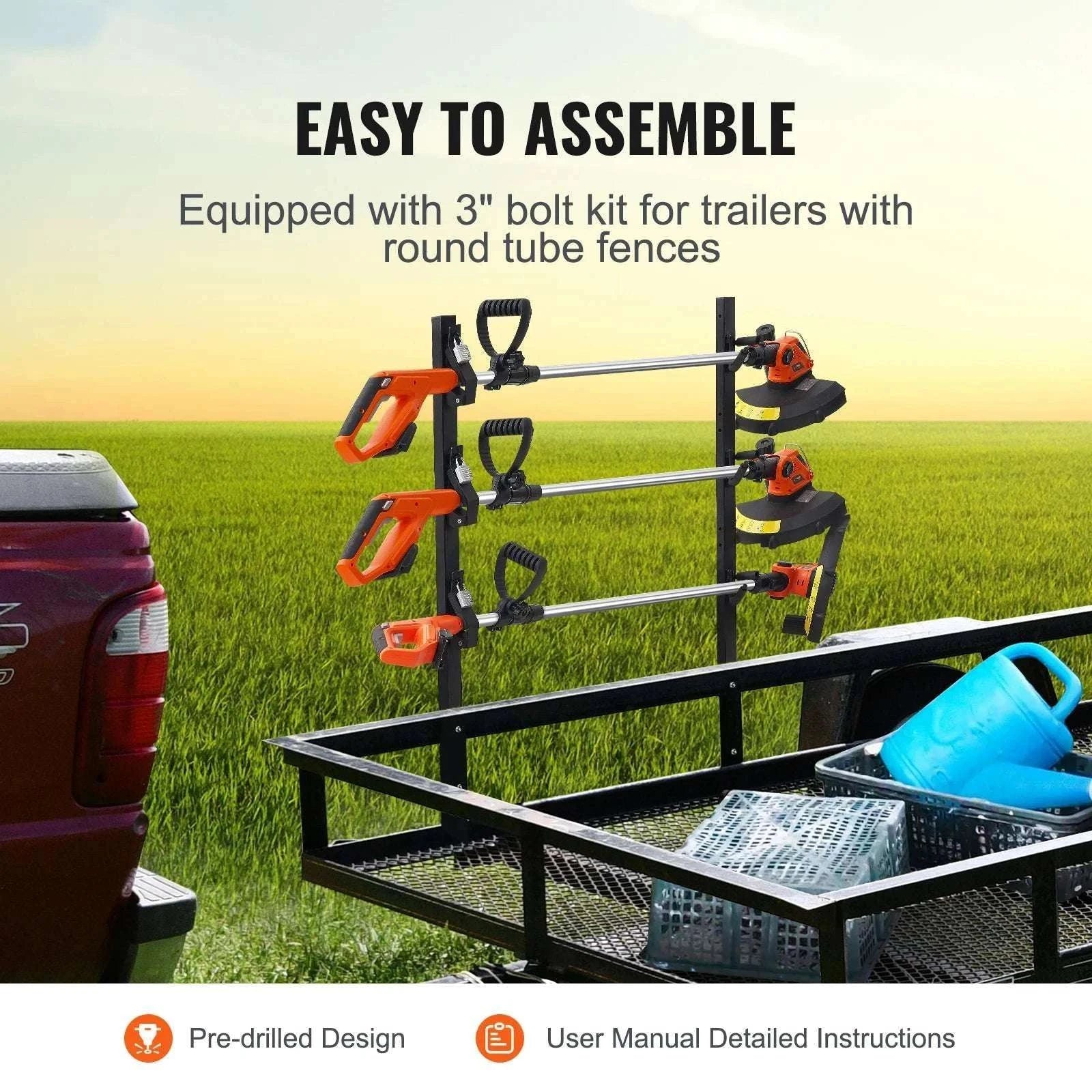 Locking Trimmer Rack for Trailer or Pickup – 2/3 Place Steel Carrier-B / CZECH REPUBLIC