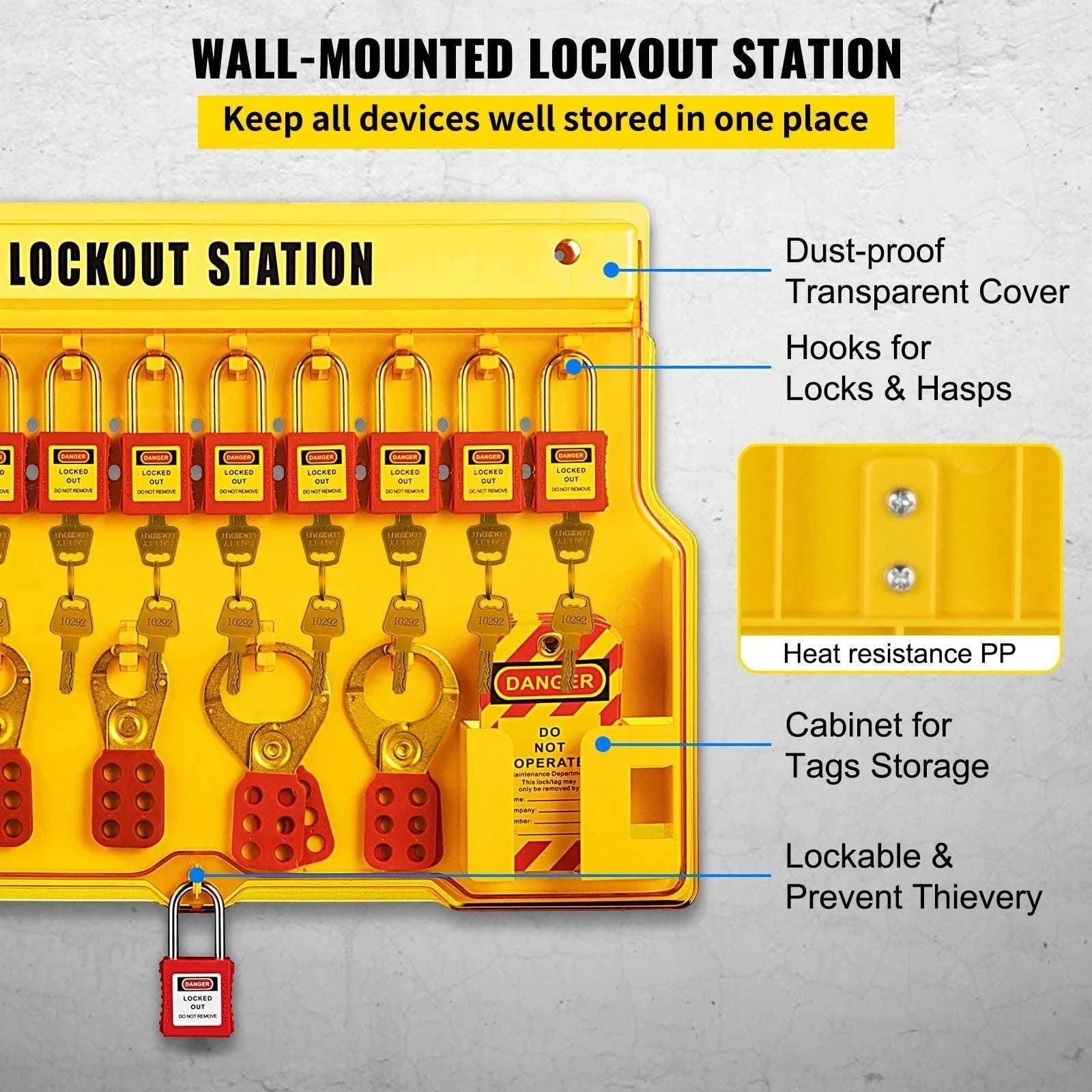Lockout Tagout Kit Set with Padlocks, Hasps & Station (26–58 PCS)-42 PCS 1 Tool Box / United States