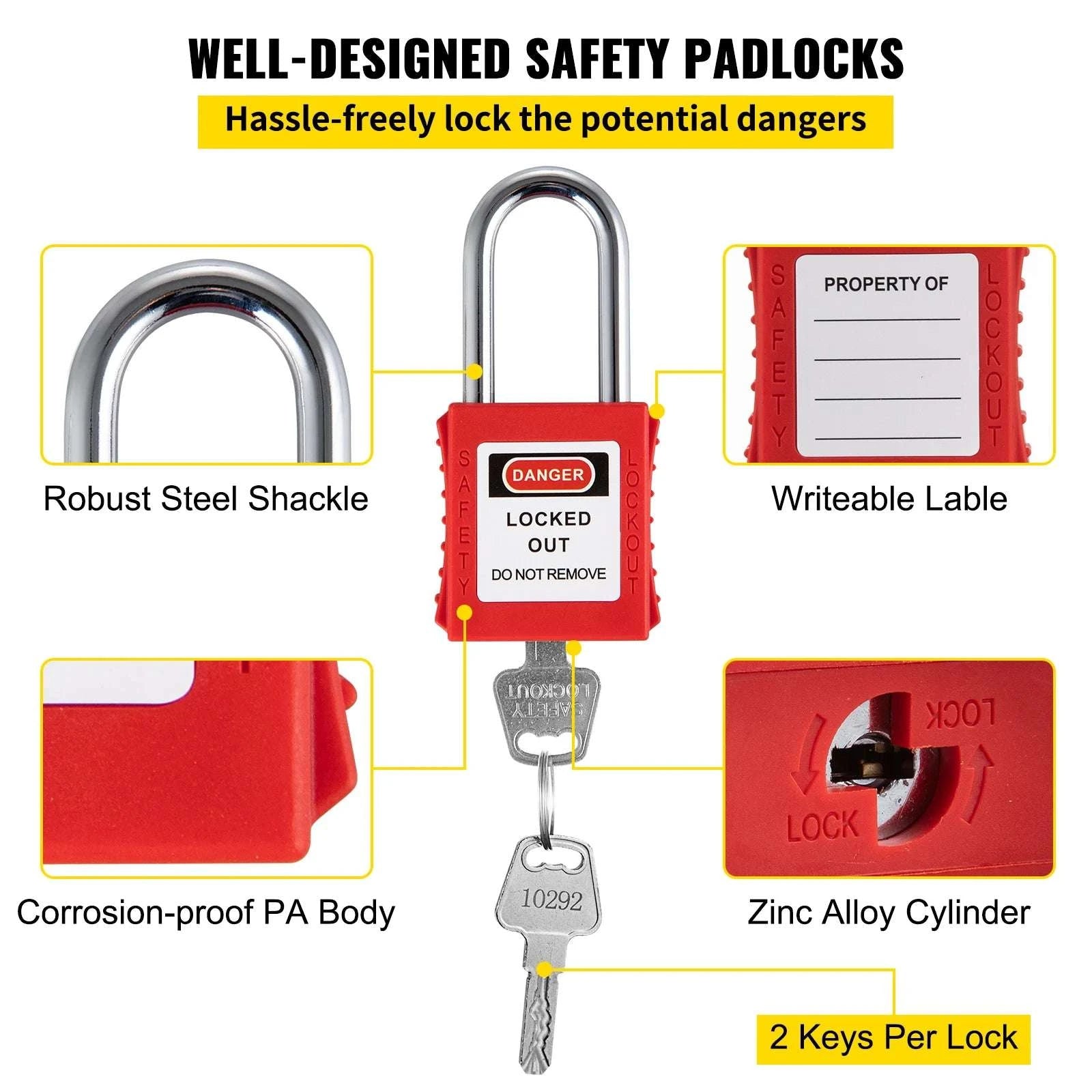 Lockout Tagout Kit Set with Padlocks, Hasps & Station (26–58 PCS)-42 PCS 1 Tool Box / United States