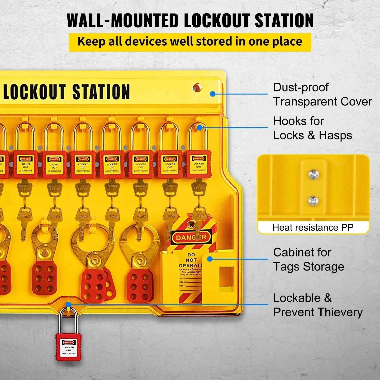 Lockout Tagout Kit Set with Padlocks, Hasps & Station (26–58 PCS)-42 PCS 1 Tool Box / United States