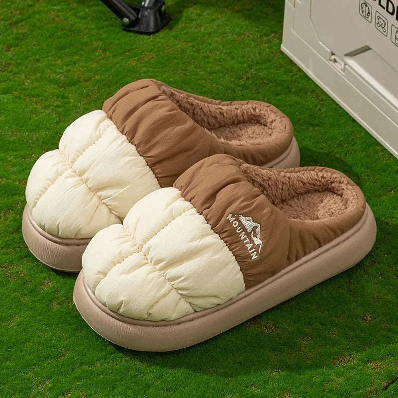 Long Plush Warm Winter Slippers for Cozy Outdoor Comfort-Green / 44-45 / China Mainland
