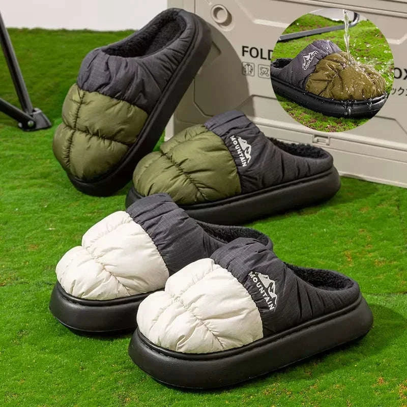 Long Plush Warm Winter Slippers for Cozy Outdoor Comfort-Green / 44-45 / China Mainland