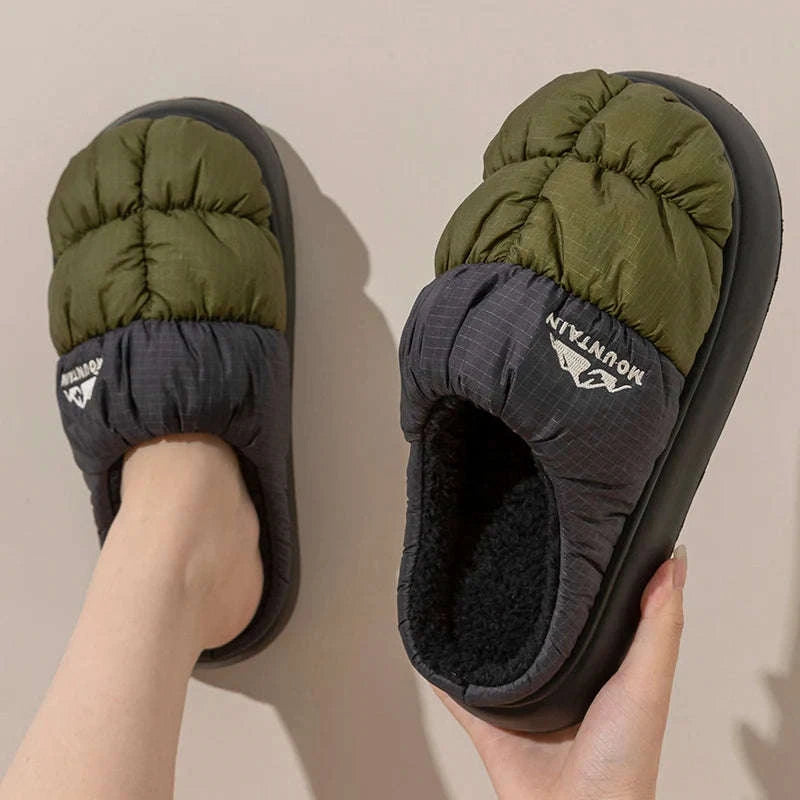 Long Plush Warm Winter Slippers for Cozy Outdoor Comfort-Green / 44-45 / China Mainland