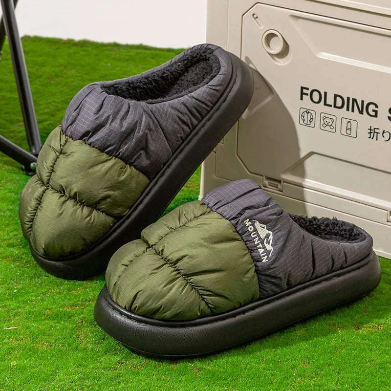 Long Plush Warm Winter Slippers for Cozy Outdoor Comfort-Green / 44-45 / China Mainland