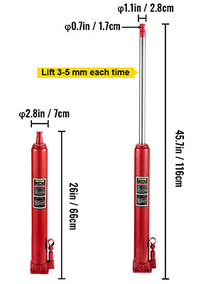 Hydraulic Long Ram Jack 3–12 Ton Engine Hoist Lift Replacement