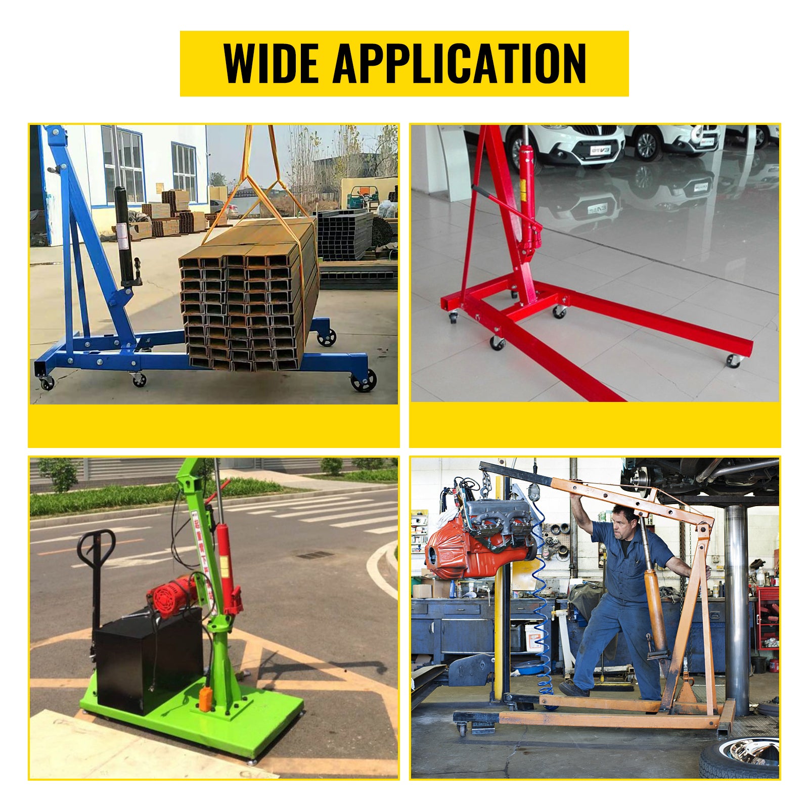 Hydraulic Long Ram Jack 3–12 Ton Engine Hoist Lift Replacement