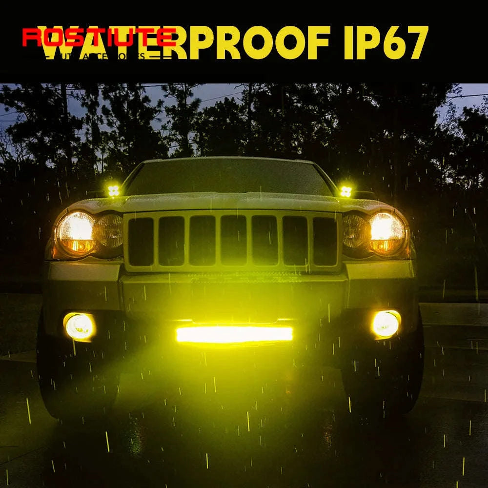 Long Range LED Work Light Bar 12-24V Amber Combo Beam-2 in 1 Wiring