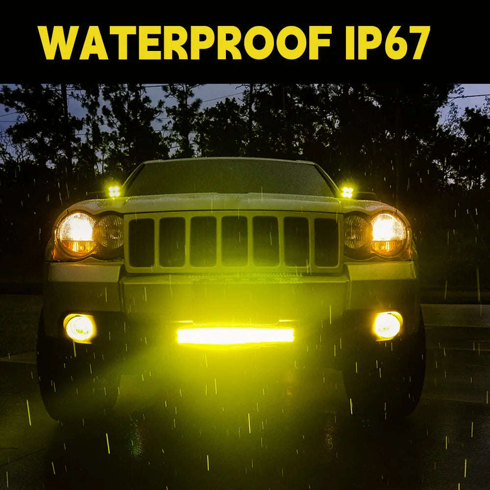 Long Range LED Work Light Bar 12-24V Amber Combo Beam-2 in 1 Wiring