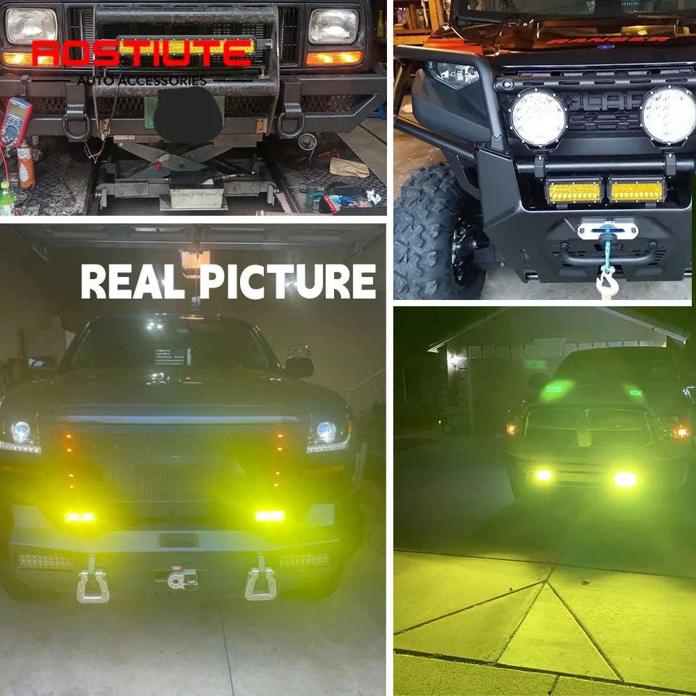 Long Range LED Work Light Bar 12-24V Amber Combo Beam-2 in 1 Wiring