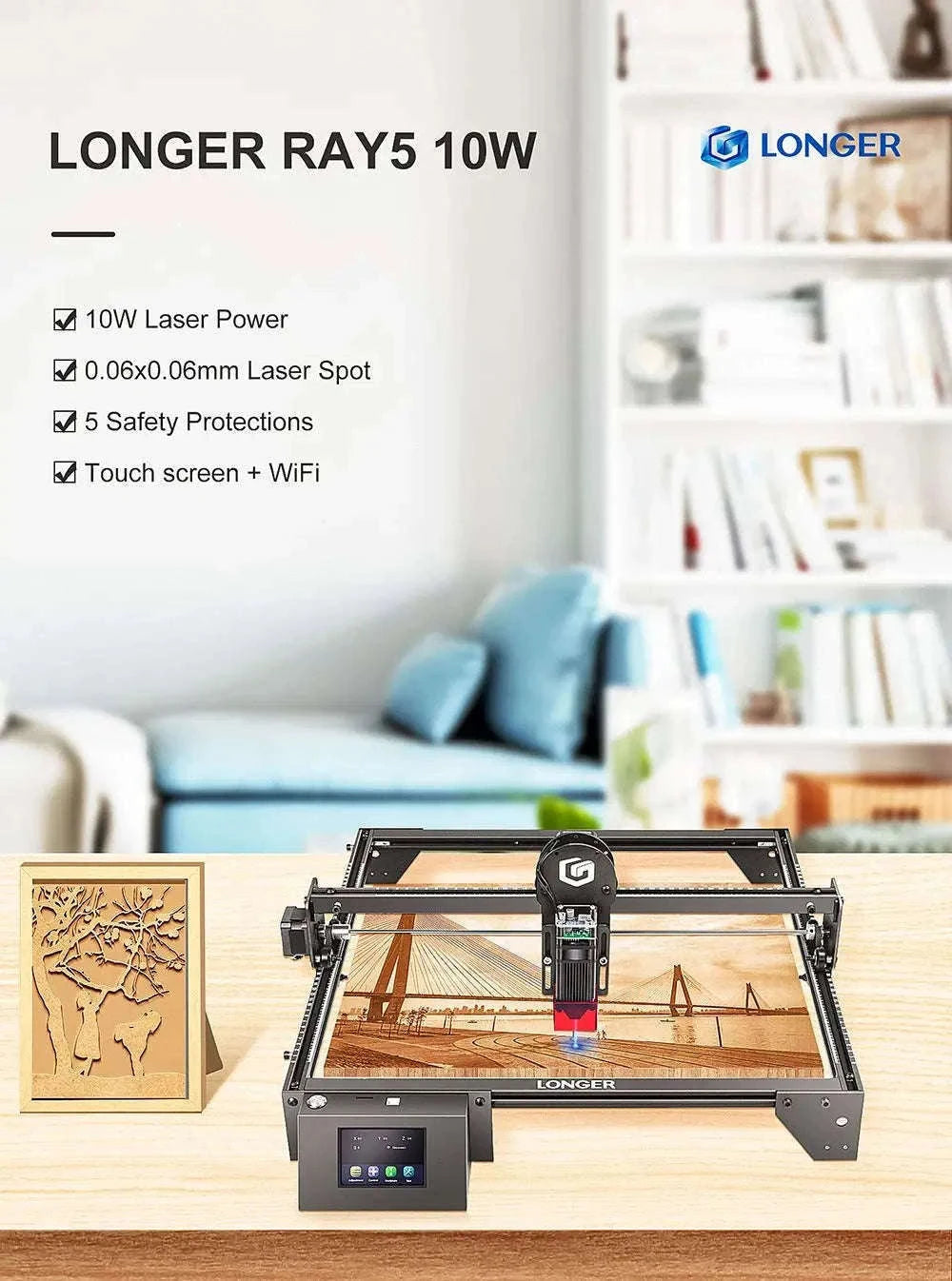 LONGER RAY5 10W Laser Engraver, 0.06mm Precision Spot-RAY5 10W / GERMANY