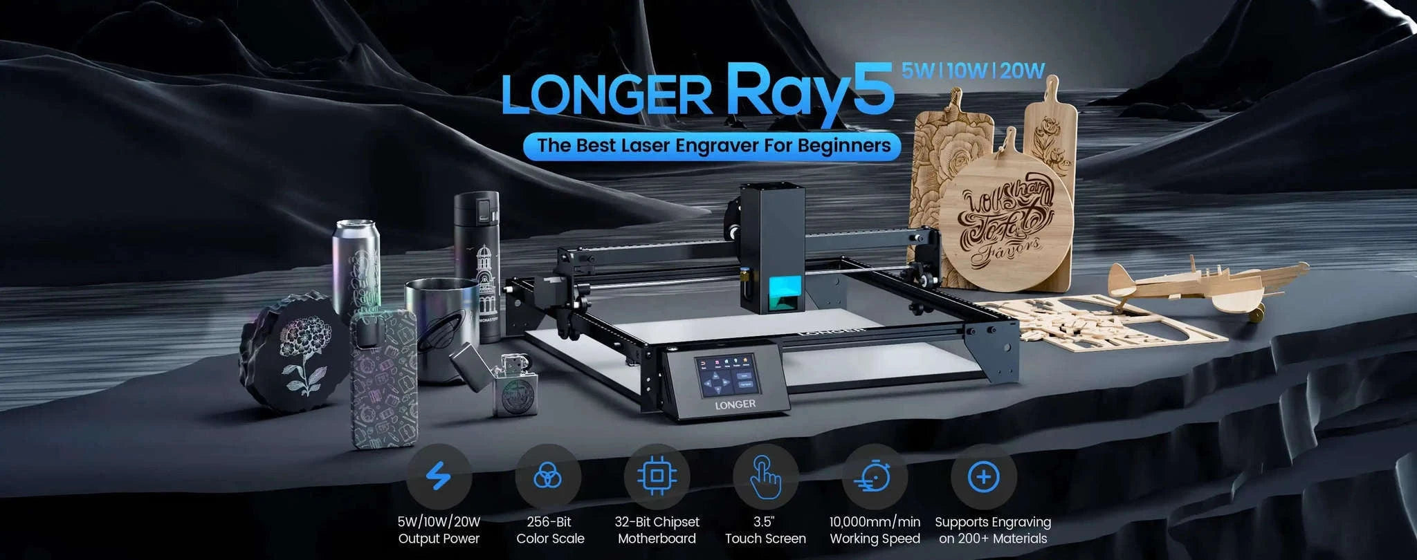 LONGER RAY5 10W Laser Engraver with Touch Control and WiFi-LONGER RAY5 10W / Poland / 10W