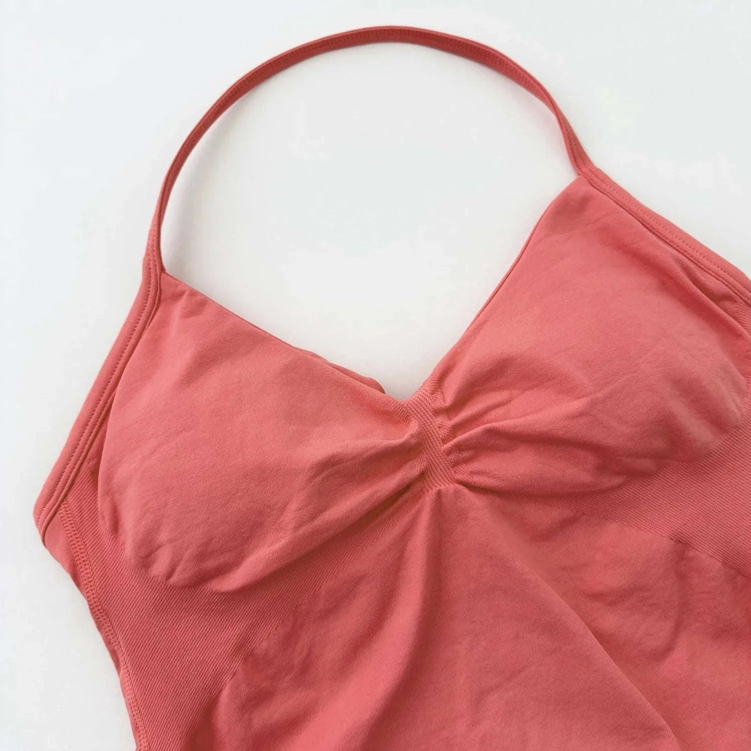 Longline Strappy Backless Gym Top with Built‑in Bra-Lavender / L