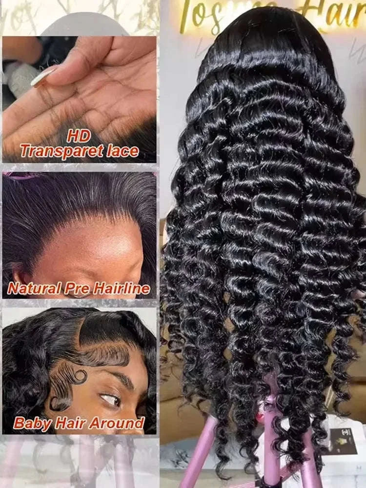 Loose Deep Wave HD Lace Frontal Human Hair Wig-13x6 HD Lace Wig / 220 Density / france|40inches