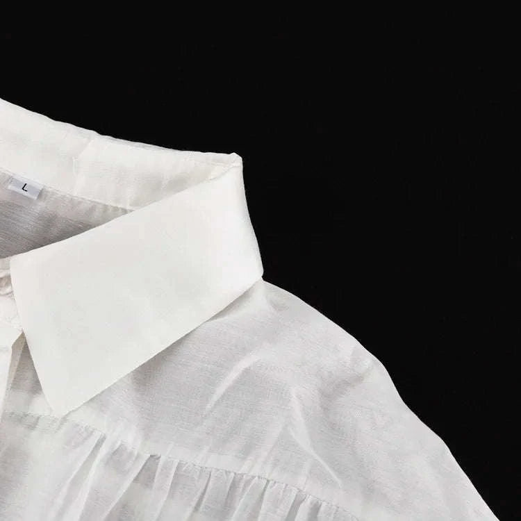 Loose Fit Chiffon Collared Shirt with Flare Sleeves for Women-Pink / S
