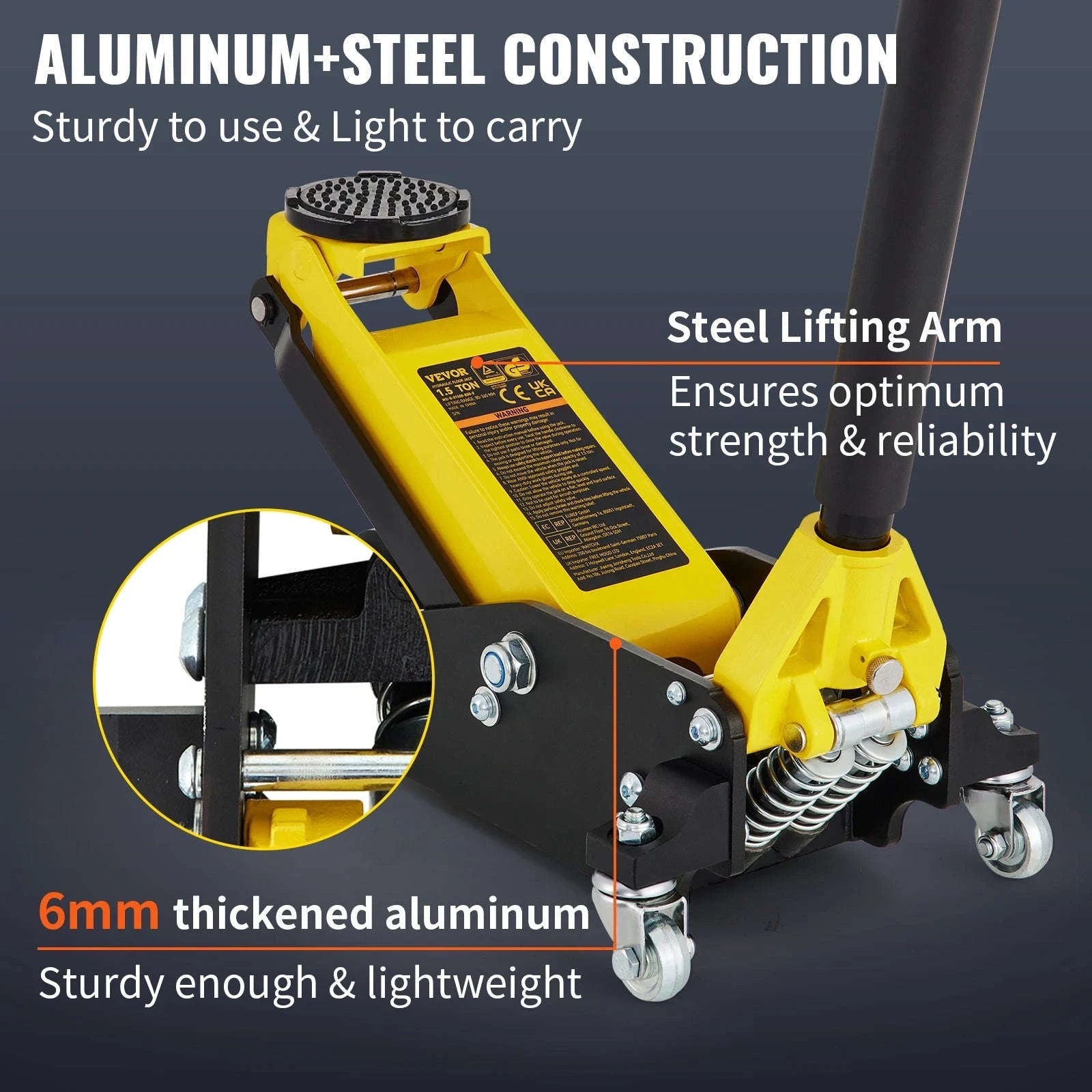 Low Profile Floor Jack 1.5-3 Ton Aluminum Steel Hydraulic Dual Pump-1.5 Ton / spain