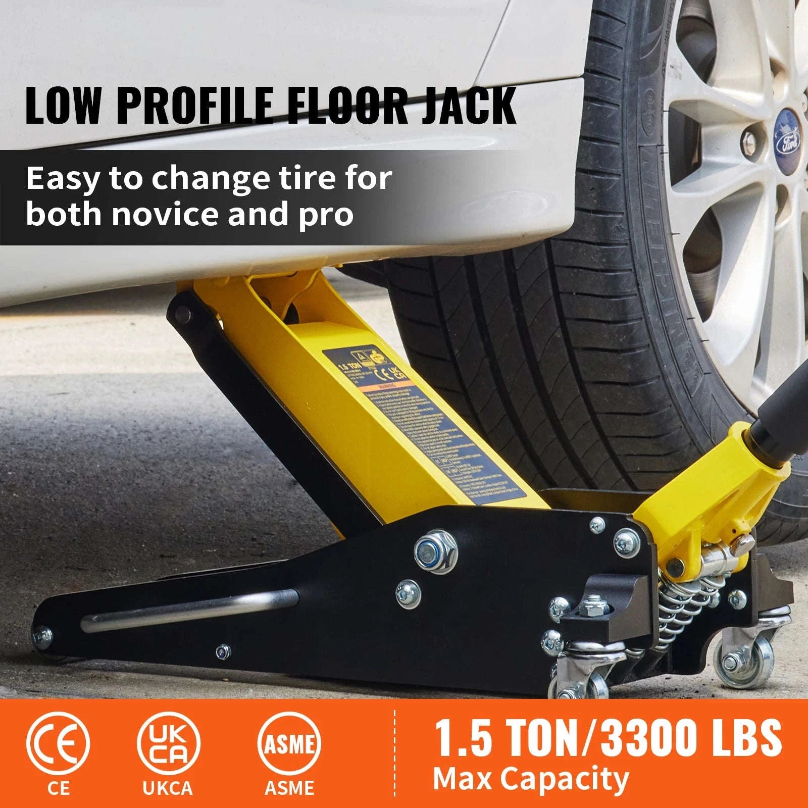 Low Profile Floor Jack 1.5-3 Ton Aluminum Steel Hydraulic Dual Pump-1.5 Ton / spain