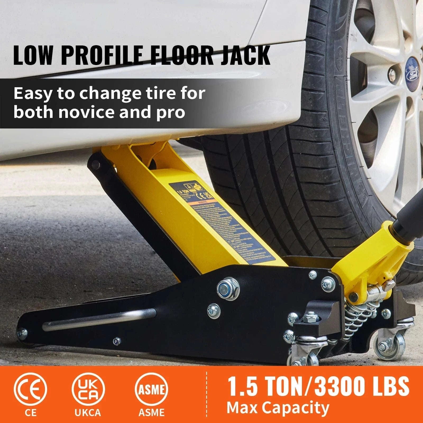 Low Profile Floor Jack 1.5-3 Ton Aluminum Steel Hydraulic Dual Pump-1.5 Ton / spain