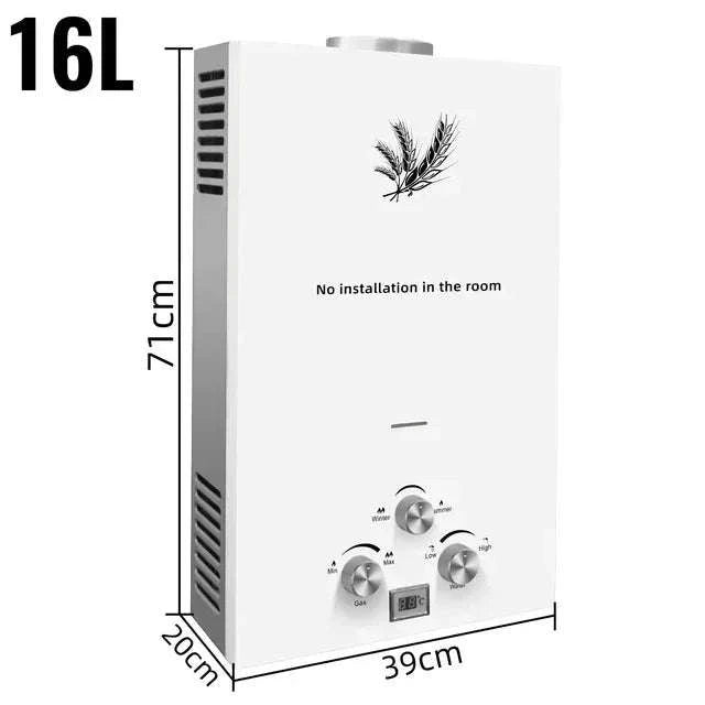 LPG Portable Tankless Water Heater with Digital Display-6L 12KW White / CZECH REPUBLIC
