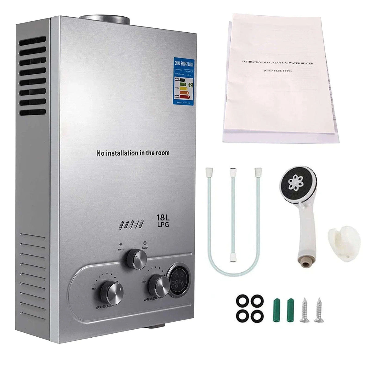 LPG Portable Tankless Water Heater with Digital Display-6L 12KW White / CZECH REPUBLIC
