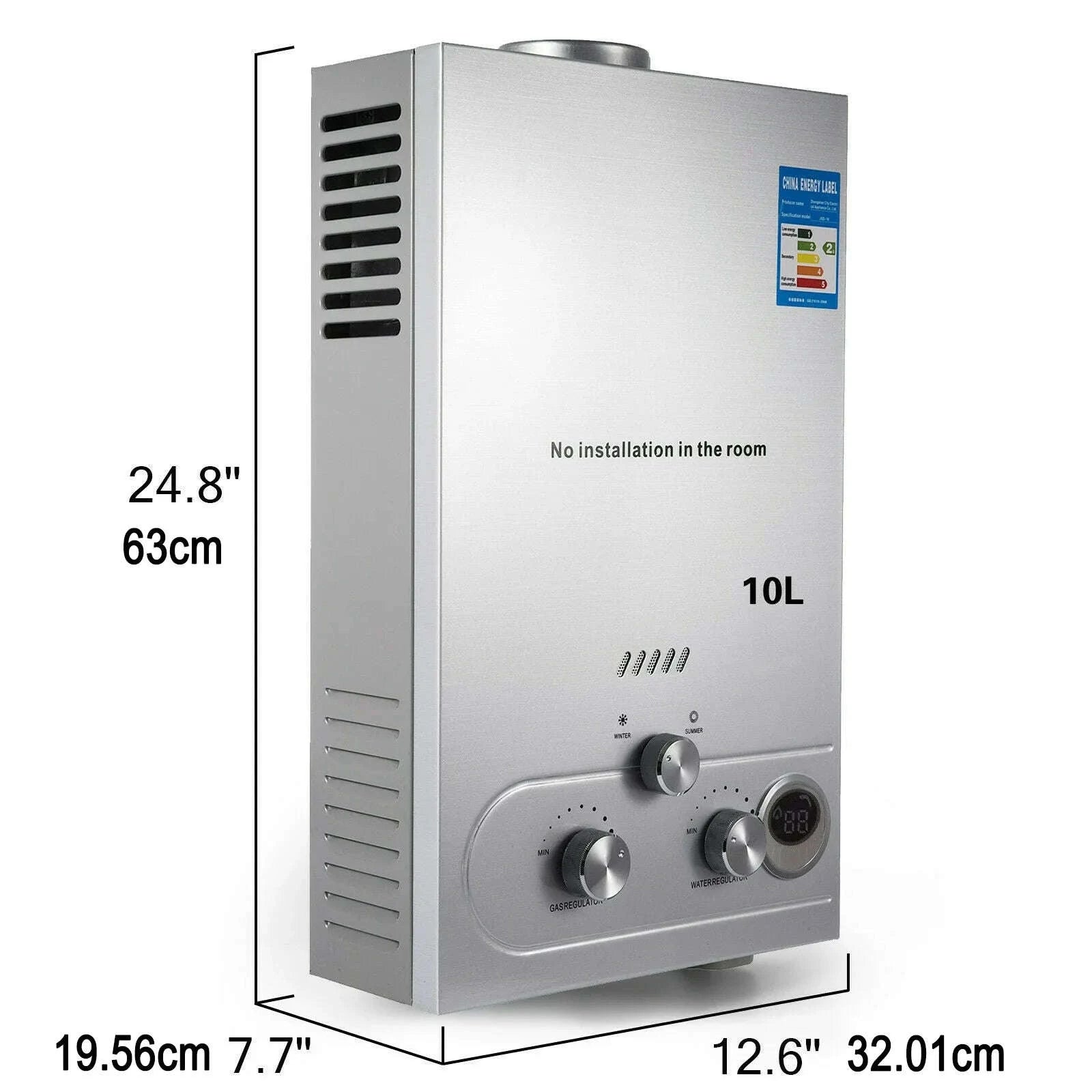 LPG Tankless Water Heater with LED Display – 6L to 18L Options-12L 24KW / Russian Federation