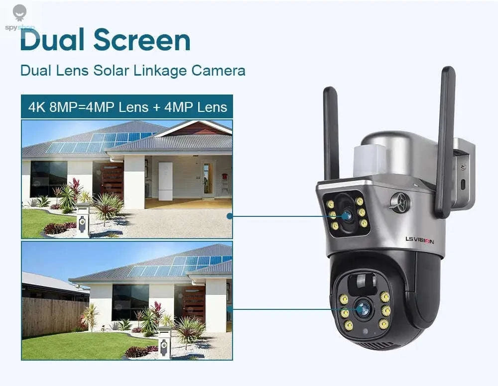 LS VISION Solar Camera – 4G Dual‑Lens 4K Outdoor Security with Battery & WiFi-WiFi Cam Add 32G / CHINA