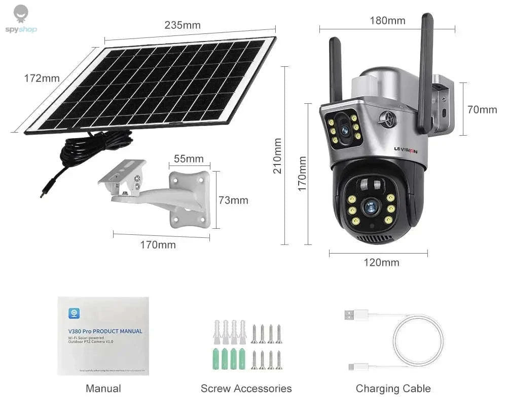 LS VISION Solar Security Camera – 4G Connectivity, Dual 4MP Lenses, Full‑Color Night Vision-WiFi Cam Add 32G / CHINA