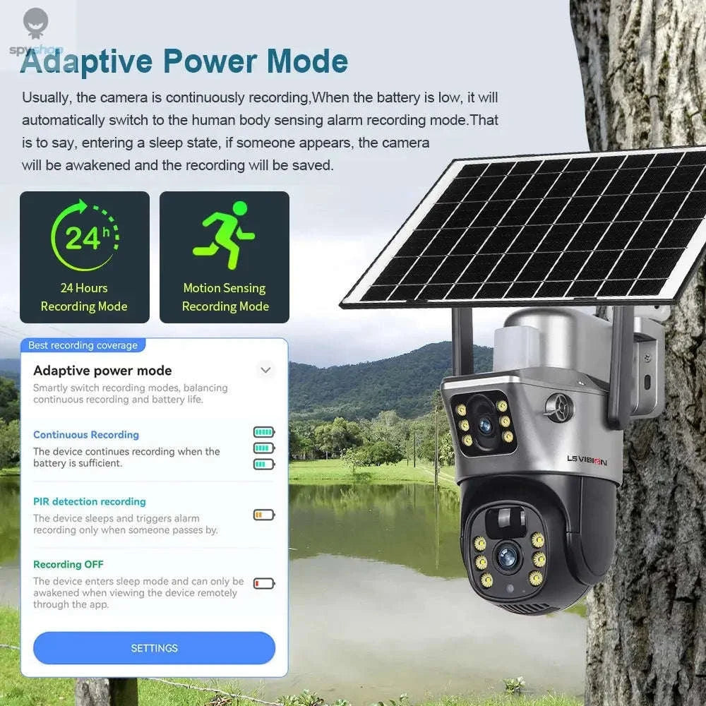 Solar Security Camera with 4G, Dual 4MP Lenses and Color Night Vision