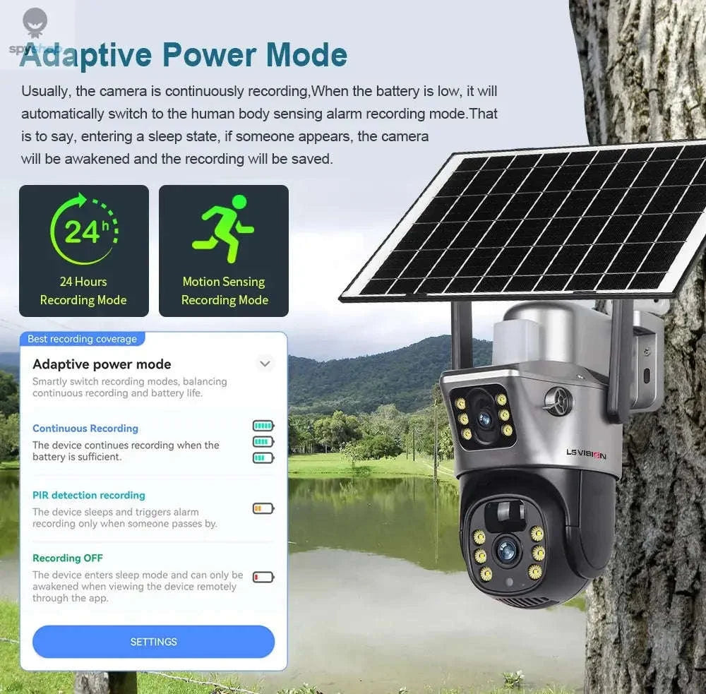 Solar Security Camera with 4G, Dual 4MP Lenses and Color Night Vision