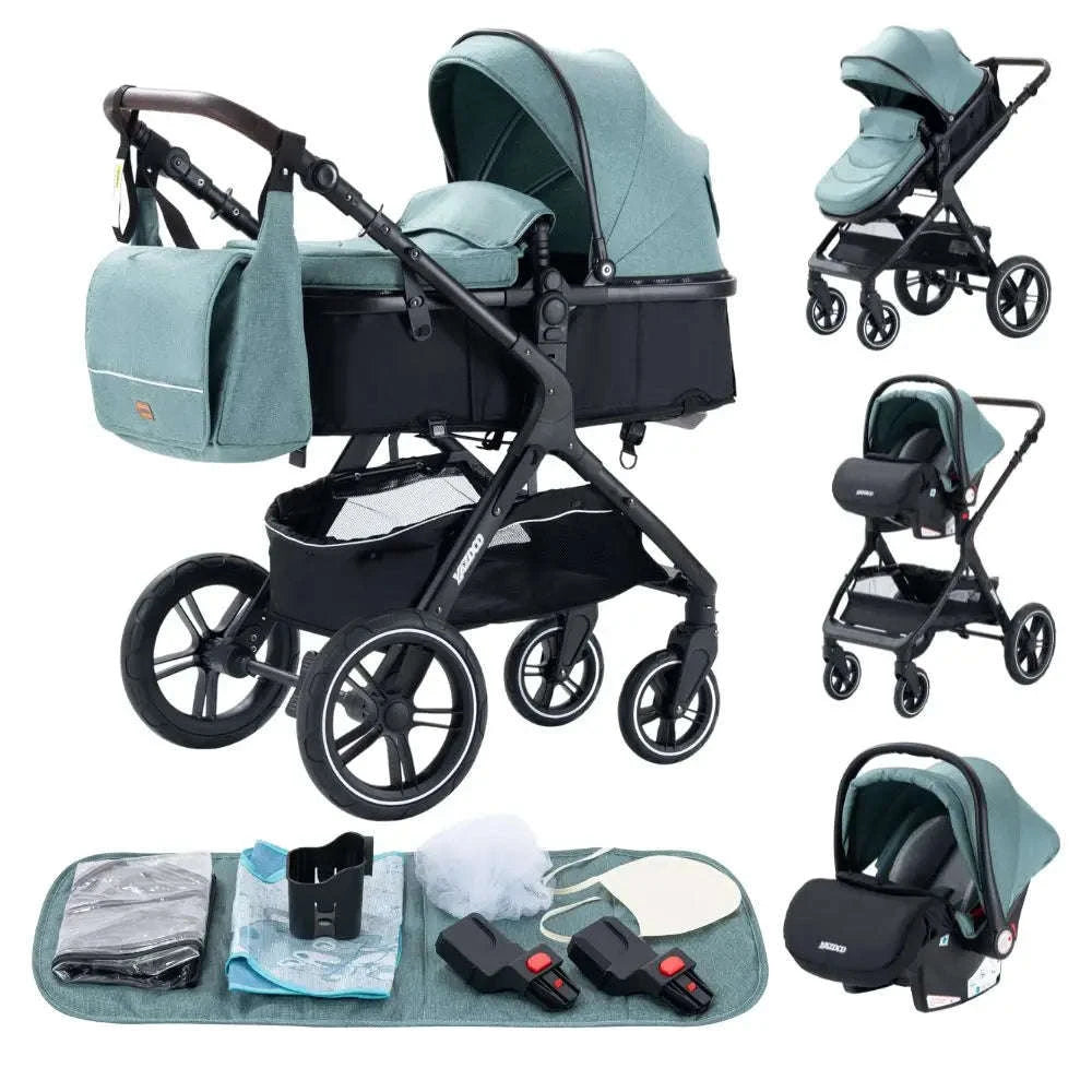 Luxurious 3‑in‑1 Baby Stroller High‑Landscape Travel System-HX1 all black