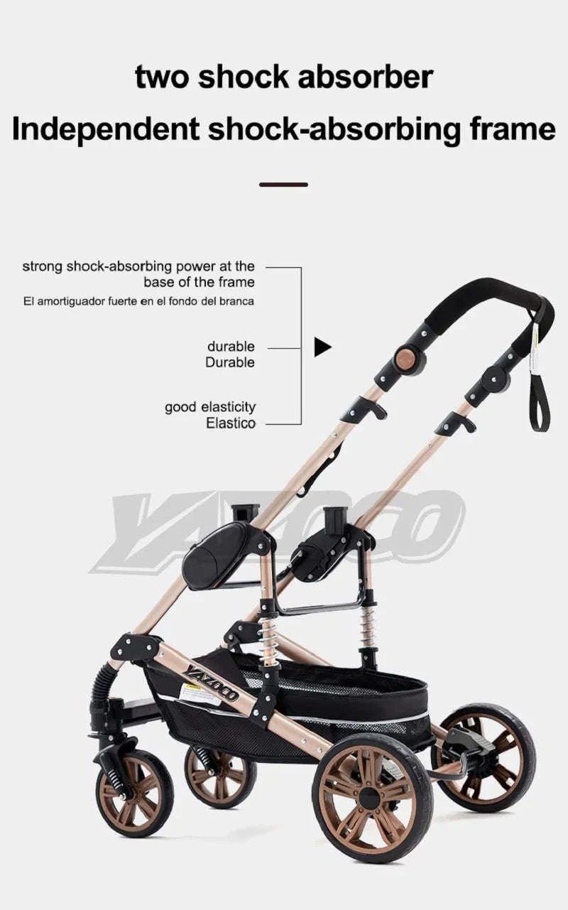 Luxurious 3‑in‑1 Baby Stroller High‑Landscape Travel System-HX1 all black