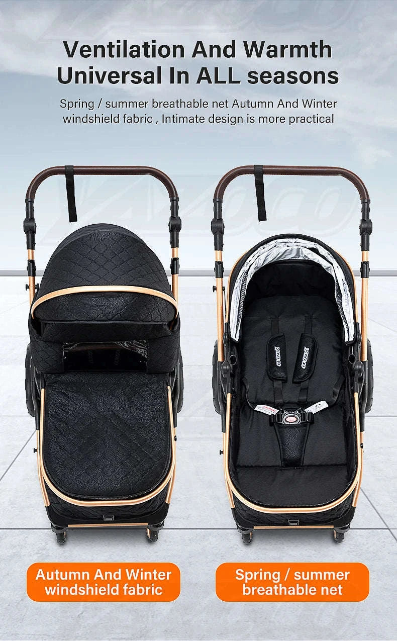 Luxury 3‑in‑1 Baby Stroller High‑Landscape Travel System-H530 Grey