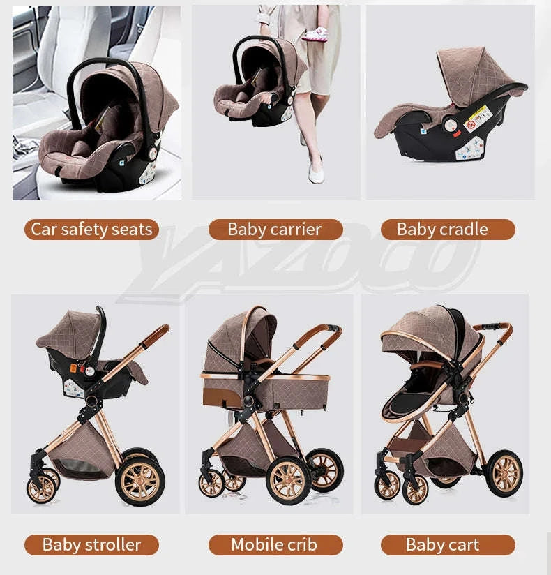 Luxury 3‑in‑1 Baby Stroller High‑Landscape Travel System-H530 Grey
