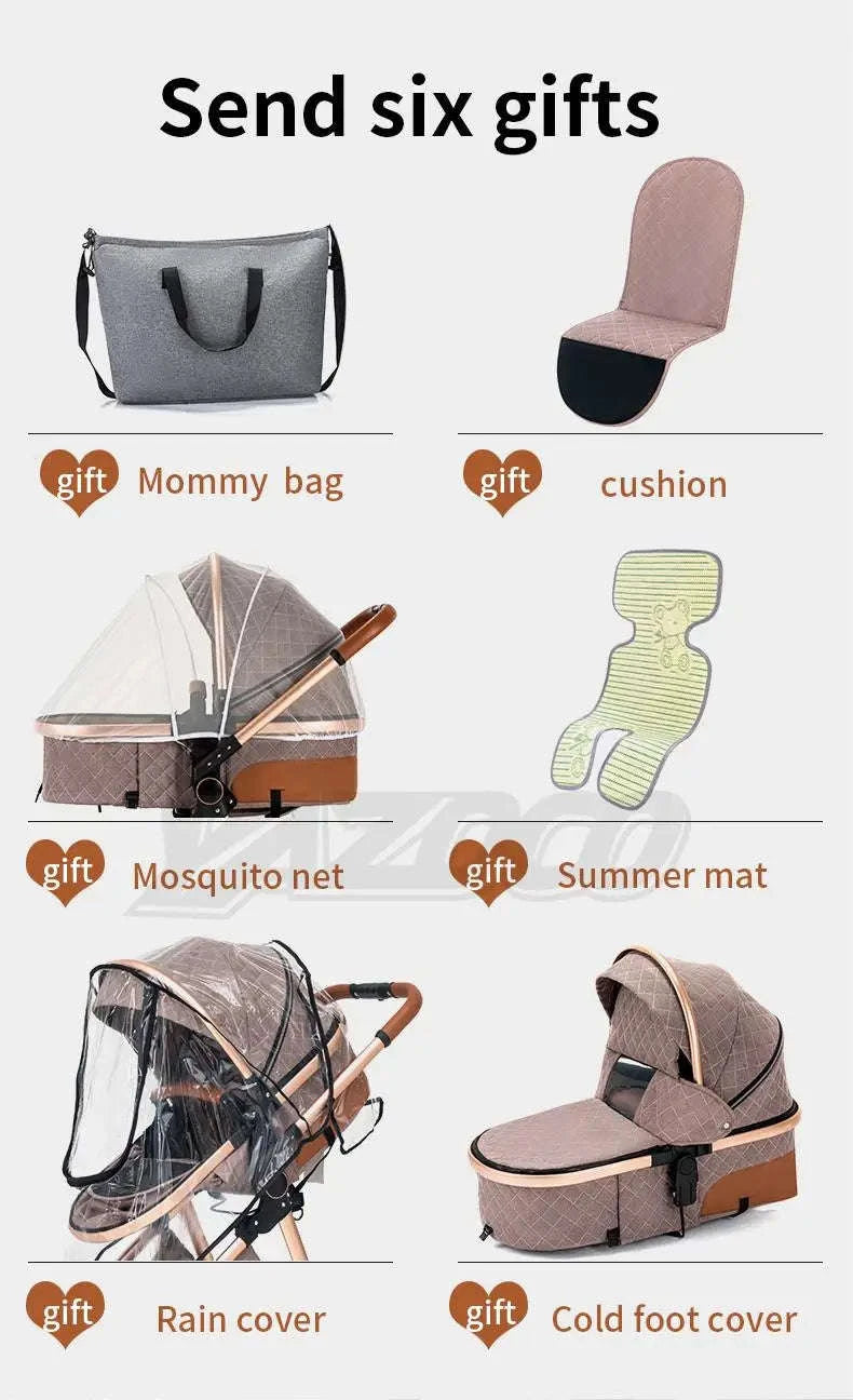 Luxury 3‑in‑1 Baby Stroller High‑Landscape Travel System-H530 Grey