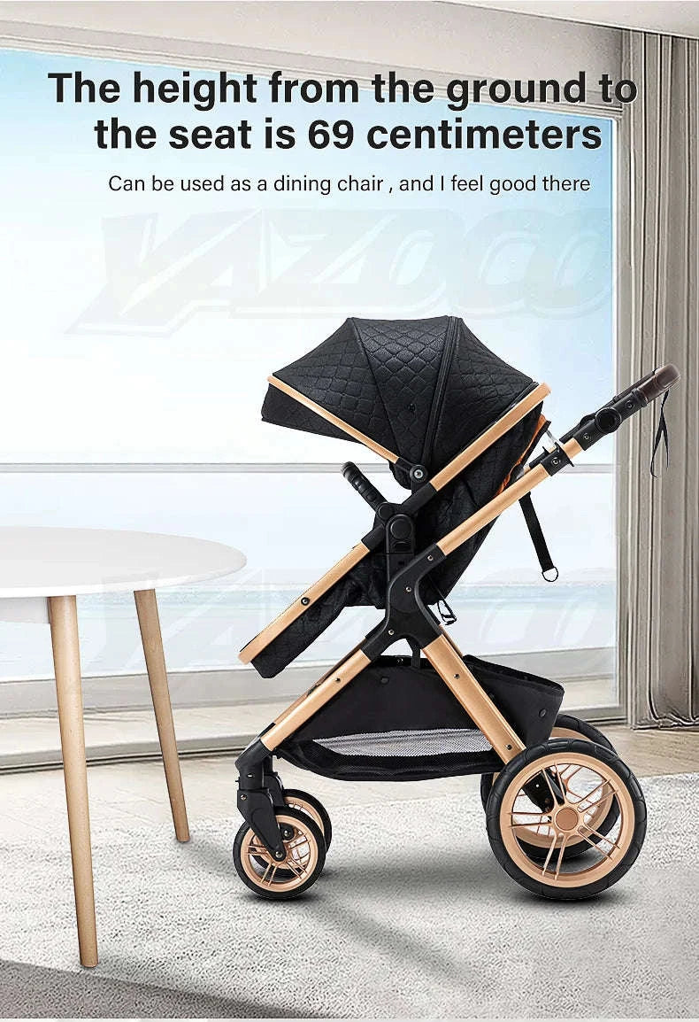 Luxury 3‑in‑1 Baby Stroller High‑Landscape Travel System-H530 Grey
