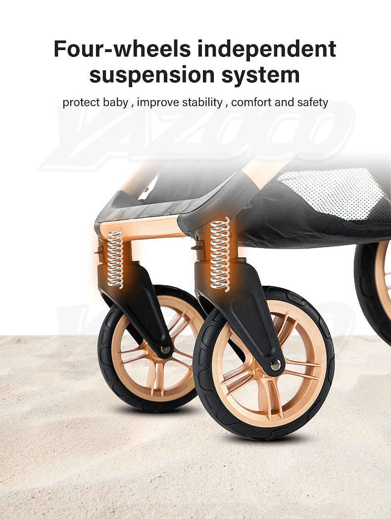 Luxury 3‑in‑1 Baby Stroller High‑Landscape Travel System-H530 Grey