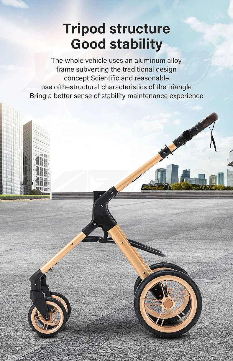 Luxury 3‑in‑1 Baby Stroller High‑Landscape Travel System-H530 Grey