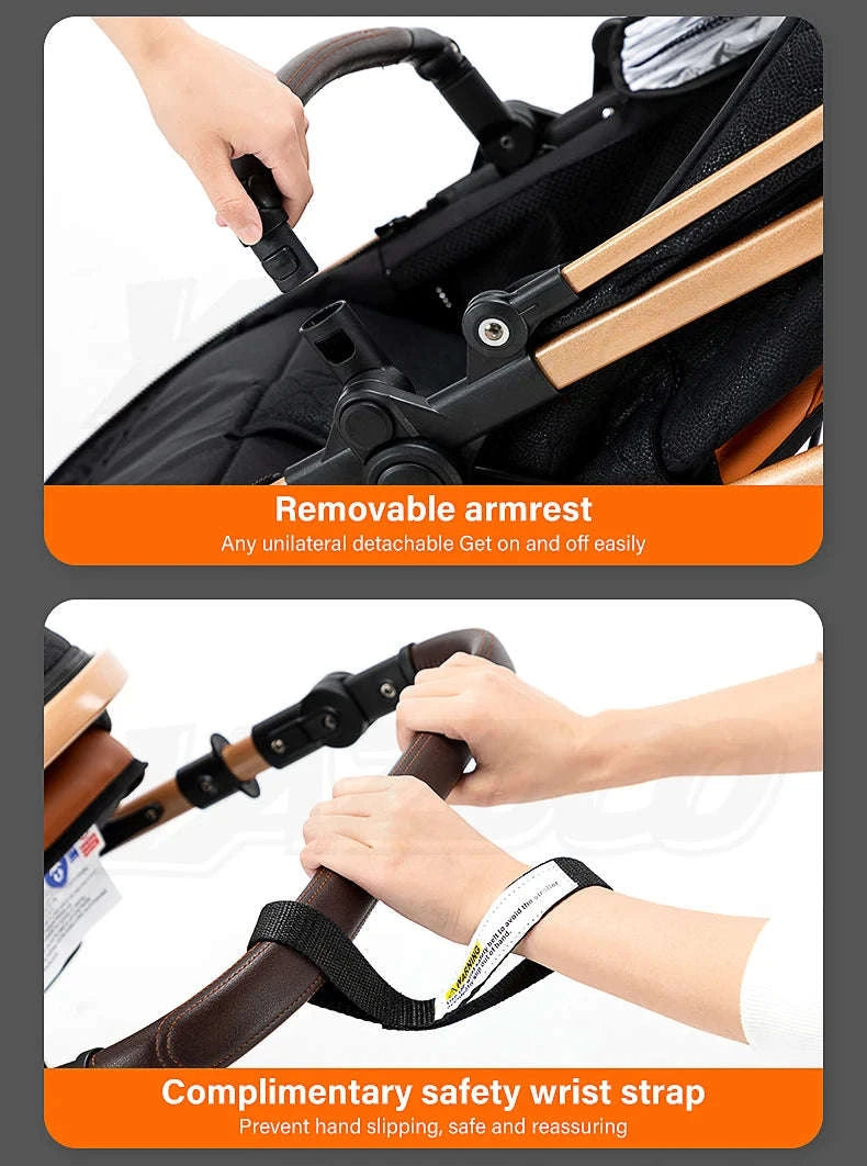 Luxury 3‑in‑1 Baby Stroller High‑Landscape Travel System-H530 Grey