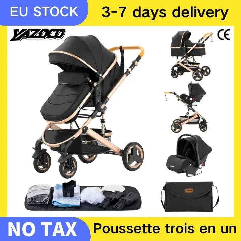 Luxury Baby Stroller 3‑in‑1 Travel System With Car Seat-H739RED / PL