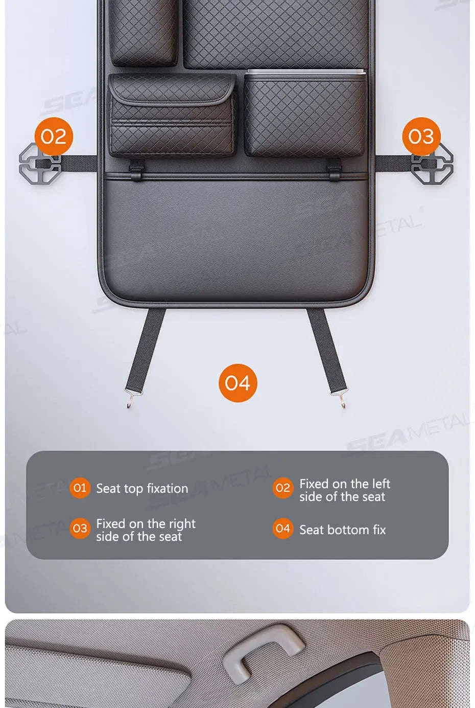 Luxury Car Seat Back Storage Bag Multifunction Backseat Organizer-Black