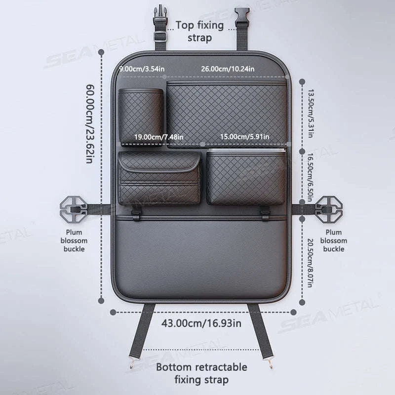 Luxury Car Seat Back Storage Bag Multifunction Backseat Organizer-Black