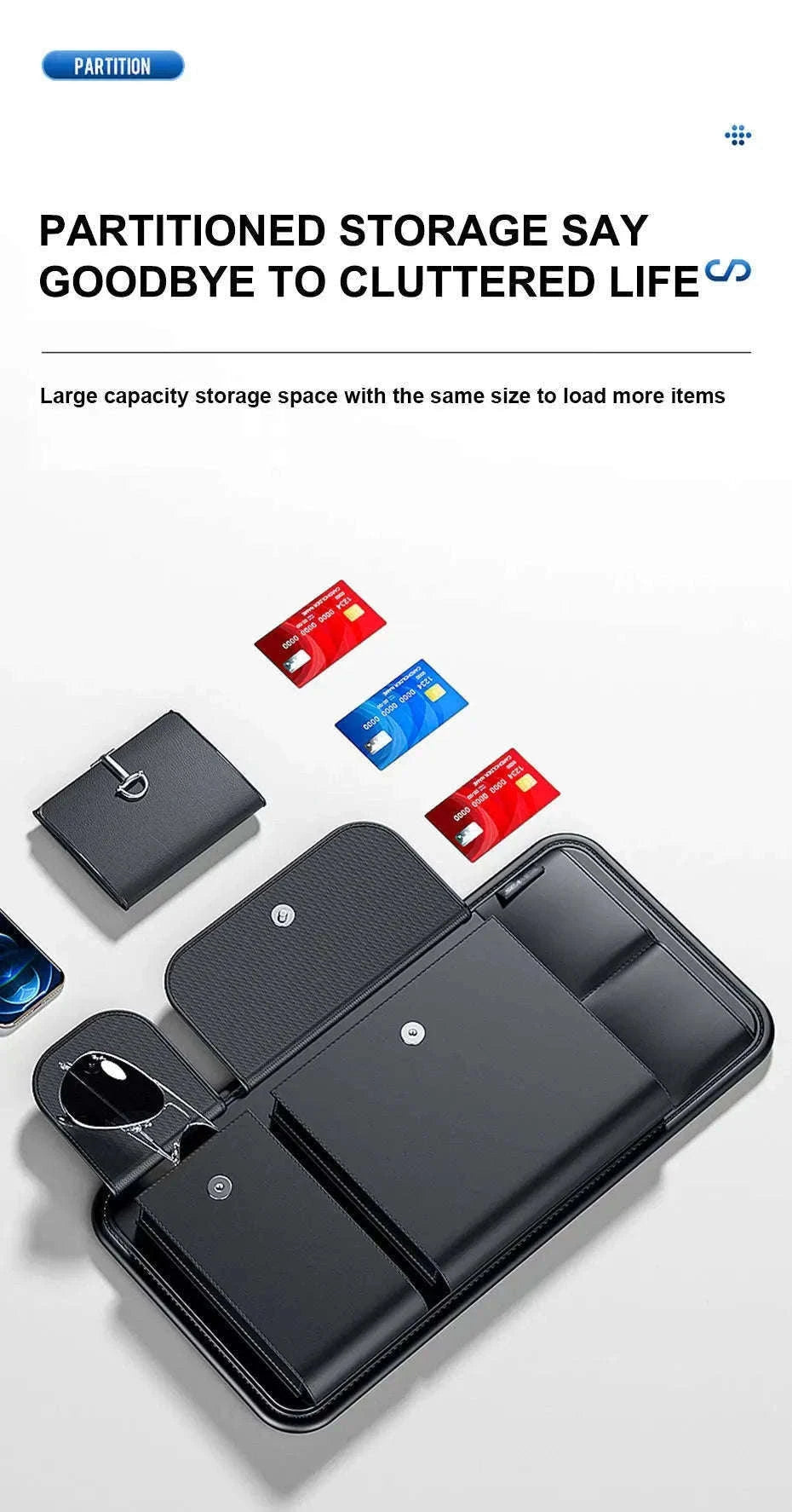 Luxury Car Sun Visor Organizer Multi-Pocket Storage Bag-1pc