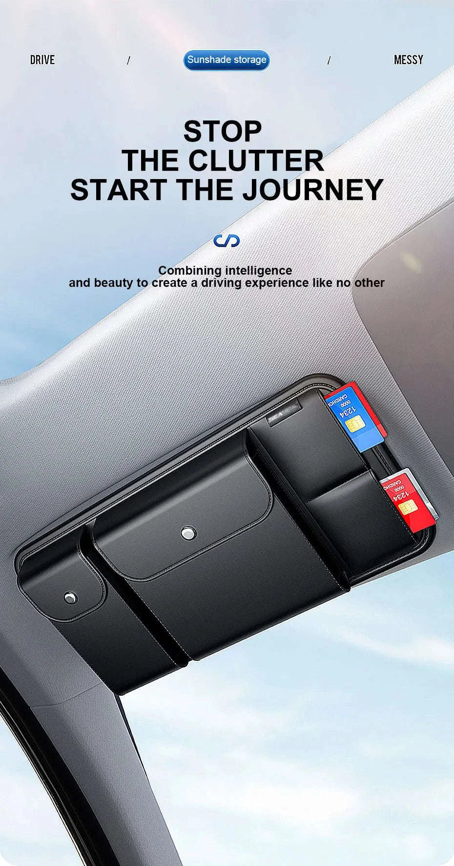 Luxury Car Sun Visor Organizer Multi-Pocket Storage Bag-1pc