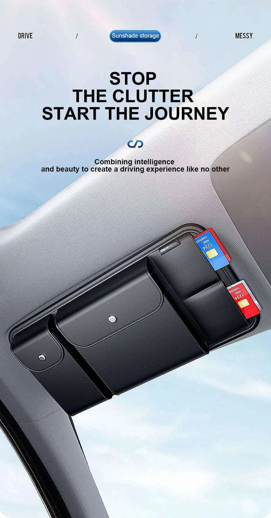 Luxury Car Sun Visor Organizer Multi-Pocket Storage Bag-1pc