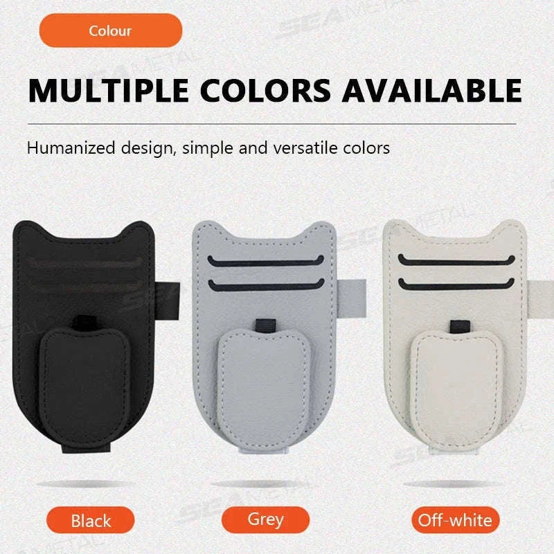 Luxury Car Visor Glasses Clip with Card Holder-White 1pc