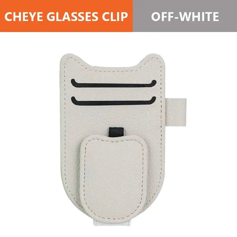 Luxury Car Visor Glasses Clip with Card Holder-White 1pc