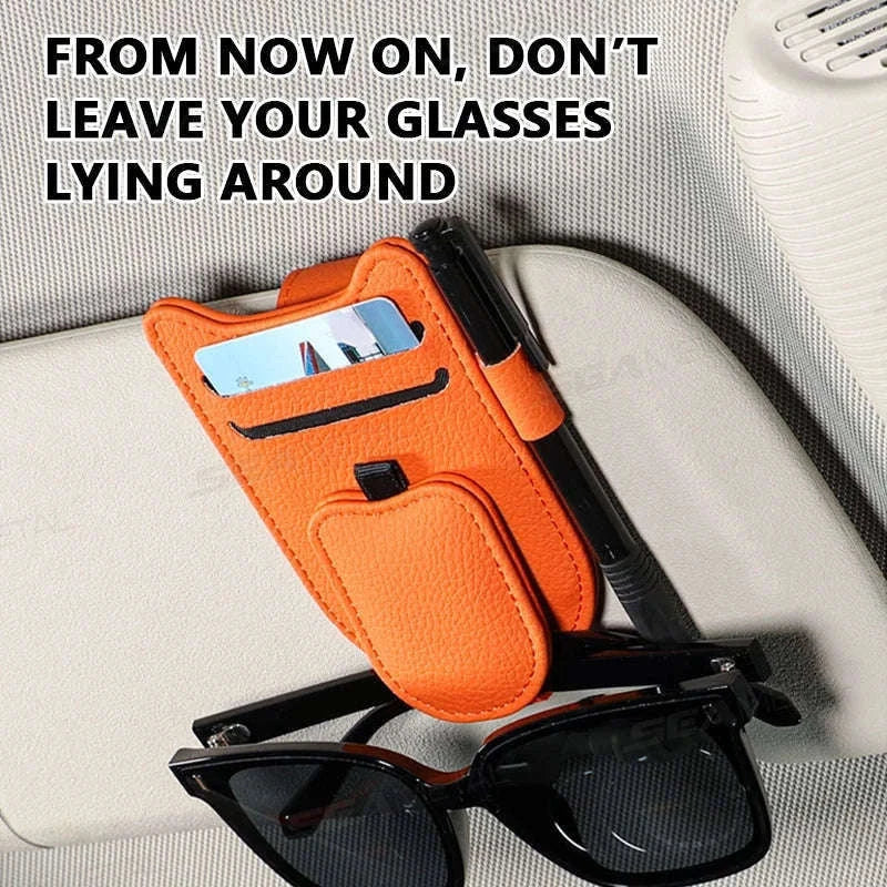Luxury Car Visor Glasses Clip with Card Holder-White 1pc