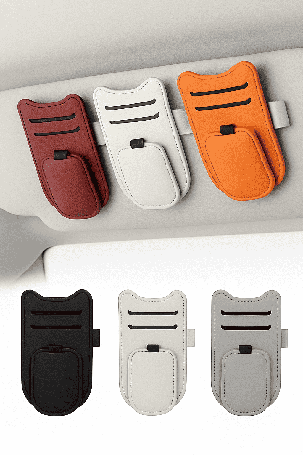 Luxury Car Visor Glasses Clip with Card Holder-White 1pc
