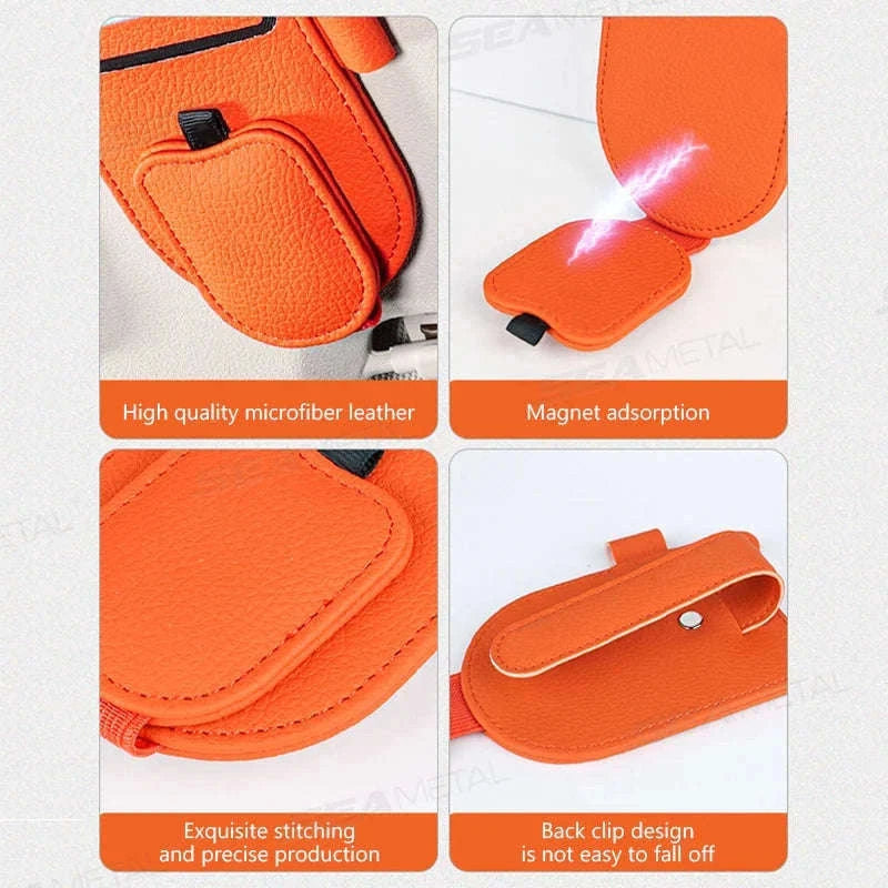 Luxury Car Visor Glasses Clip with Card Holder-White 1pc